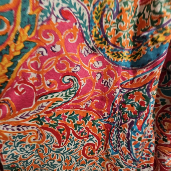 Lauren Ralph Lauren Vibrant Orange and Teal Paisley Blouse - Picture 4 of 7